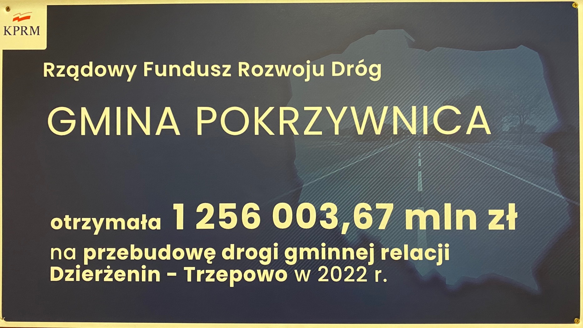 Gmina Pokrzywnica otrzymała 1 256 003,67 zł z Rządowego Funduszu Rozwoju Dróg na przebudowę drogi gminnej relacji Dzierżenin – Trzepowo
